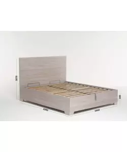 Letto matrimoniale 'hi box' olmo naturale con rete, contenitore e piedini 160x190 cm